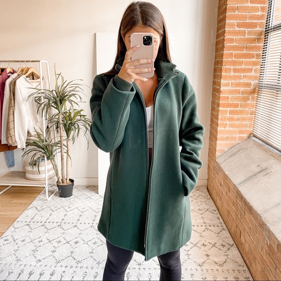 J. Crew Wool Stadium Lodge Green Long Coat